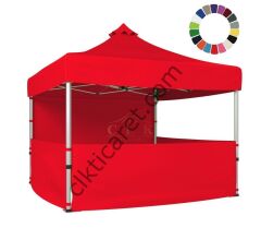 CLK 3x3 Katlanır Gazebo Tente 1 Tam Duvar 3 Yarım Duvar