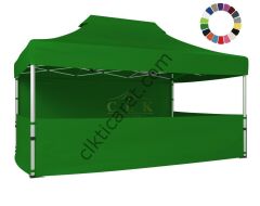 CLK 3x4,5 Katlanabilir Tente Gazebo Portatif Çadır 30 mm 1 Tam Duvar 3 Yarım Duvar