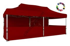 CLK 3x6 Katlanabilir Tente Gazebo Portatif Çadır 30 mm 1 Tam Duvar 3 Yarım Duvar