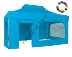 CLK 3x4,5 40 mm Katlanabilir Tente Gazebo Çadır Gazebo Çadır 2 Yan Pencereli 1 Yan Aksesuarsız 1 Yan Kapı ve Pencereli