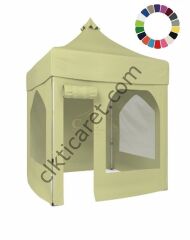 CLK 2x2 40mm Alüminyum Katlanabilir Tente Gazebo Çadır 1 Yan Pencereli 1 Yan Aksesuarsız 1 Yan Kapı ve Pencereli