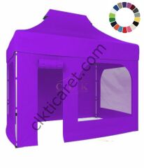 CLK 2x3 40mm Alüminyum Katlanabilir Tente Gazebo Çadır 4 Kenar Kapalı Kapı Pencereli