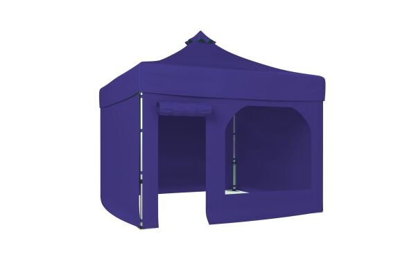 CLK 3x3 52mm Kalın Alüminyum Katlanabilir Tente Gazebo Çadır 4 Yan Kapalı 2 Camlı 1 Kapılı Pencereli Tam Duvarlı Gazebo Çadır