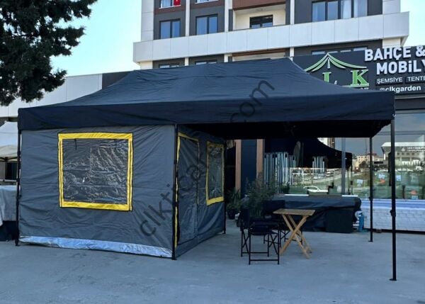 CLK 3x6 Verendalı 40 mm Profil Portatif Katlanır Gazebo Kamp Çadır Antrasit Gri