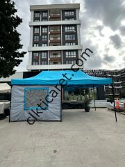 CLK 3x6 Verendalı 40 mm Profil Katlanır Portatif Gazebo Kamp Çadır Açık Gri