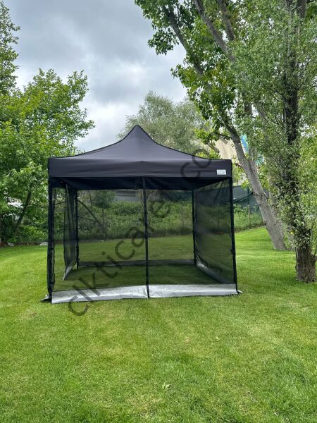 CLK 3x3 Gazebo 30 mm Porfil Garden Model Sineklikli Perde Katlanır Portatif Bahçe Çadır Tente Çardak