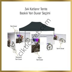 CLK 4x6 Metre Kalın 52mm Alüminyum Profil Baskılı Gazebo Çadır Portatif Tente Set