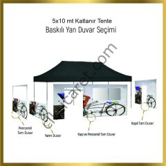 CLK 5x10 Metre Kalın 52mm Alüminyum Profil Logo Baskılı Gazebo Çadır Portatif Tente Set