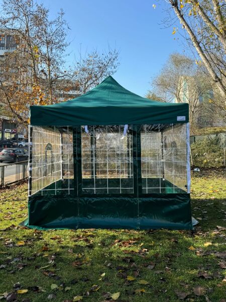 CLK 3x3 52 mm Alüminyum Profil Kış Bahçesi Karavan Çadırı Şeffaf Brandalı Gazebo Katlanır Çadır Portatif Tente